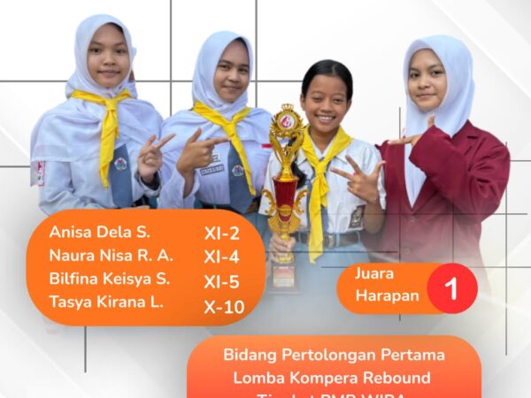 Juara Harapan 1 pada bidang Pertolongan Pertama dalam Lomba Kompera Rebound Tingkat PMR WIRA Se-Kabupaten Jember